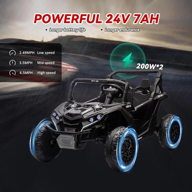 Ancheer 24V 7AH Real 2 Seater Ride On Toys For Big Kids W/ 20" Large Seat, Ride On UTV W/Remote Control, Bluetooth, 2X200W Powerful Motors, MP3, Lights, 4.5 Mph Max Speed, Power Car Wheels