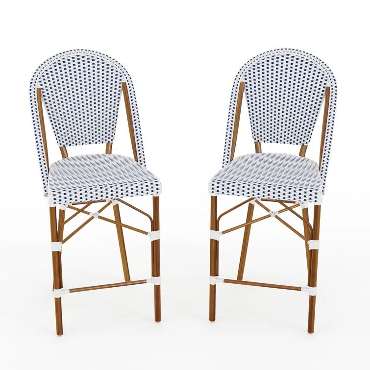 Martha Stewart Martha Stewart Lily Pond All-Weather Stackable Patio Bistro Counter Stools (Set of 2)