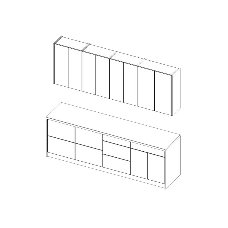 WALLKITCHENS FK-FUSION 103'' W x 96'' H Medium Density Fiberboard (MDF) Kitchen Cabinet Set Ready-to-Assemble