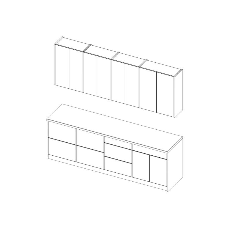 WALLKITCHENS FK-FUSION 103'' W x 96'' H Medium Density Fiberboard (MDF) Kitchen Cabinet Set Ready-to-Assemble