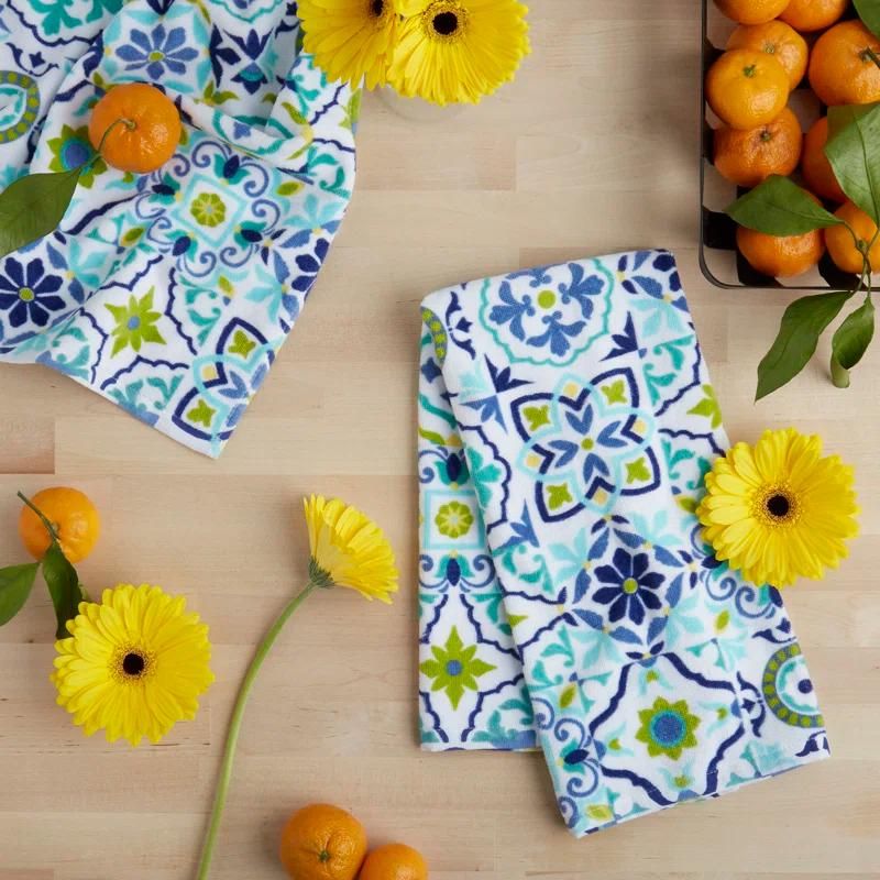 Fiesta Fiesta Worn Tiles Kitchen Towels Set (Set of 2)