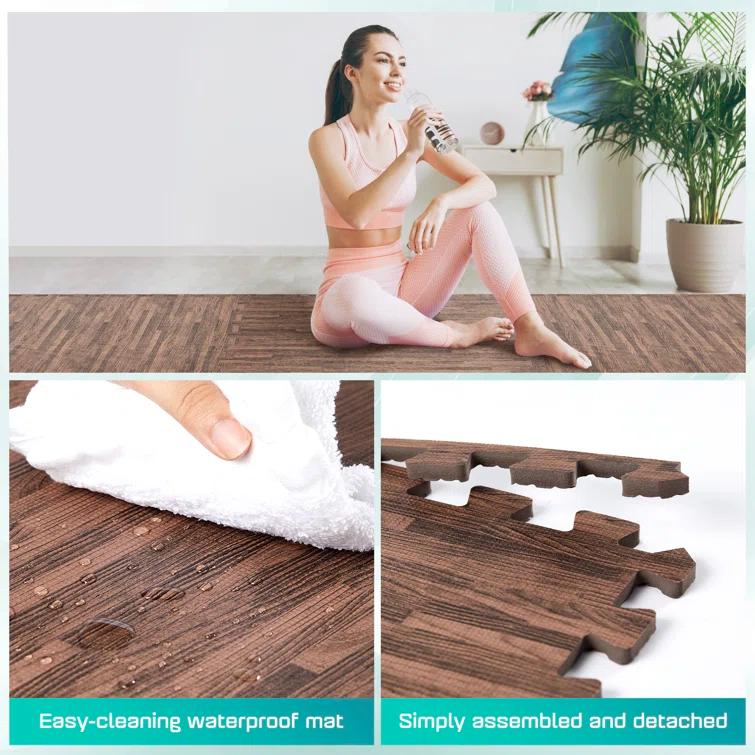 Bme Premium 24" L x 24" W x 0.375" EVA Interlocking Foam Floor Tiles, Non-Slip Gym Mats for Muti-use