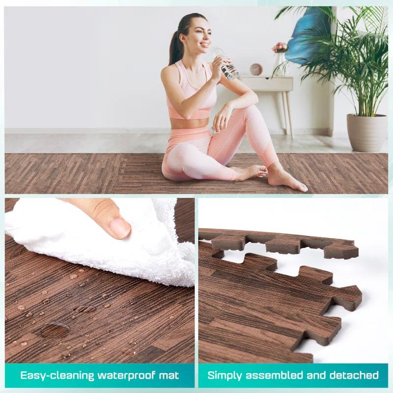 Premium 24'' L x 24'' W x 0.45'' EVA Interlocking Foam Floor Tiles, Non-Slip Gym Mats for Muti-use