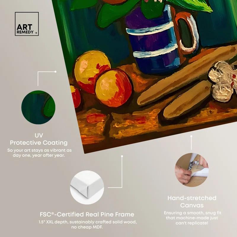 Art Remedy Floral Vase and Fruits