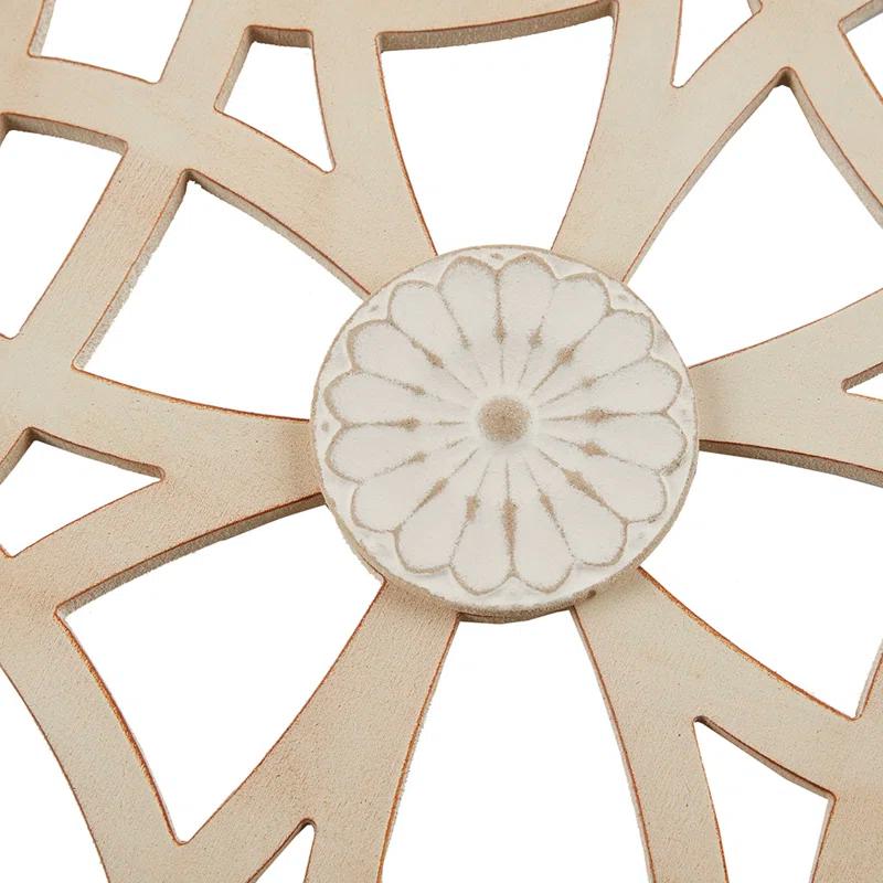 Winston Porter Geometric Wood Panel Wall Art, Farmhouse Style Fretwork Design, Solid Wood Frame Wall Decor