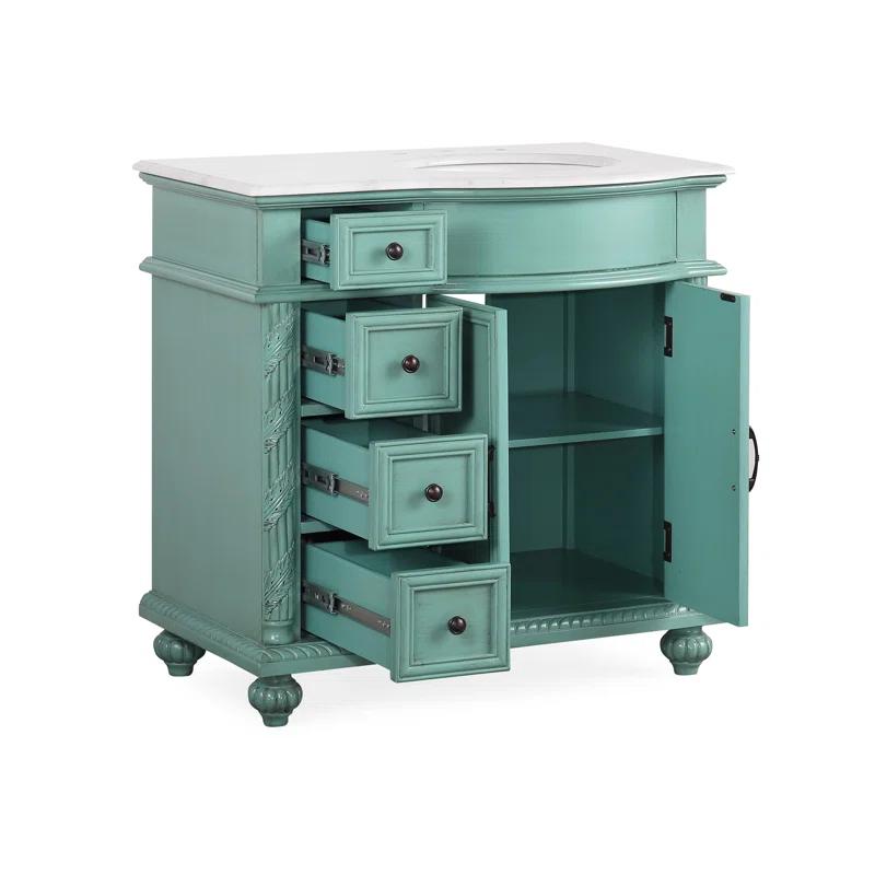 Fleur De Lis Living Okelly 36'' Single Bathroom Vanity with Carrara Marble Top