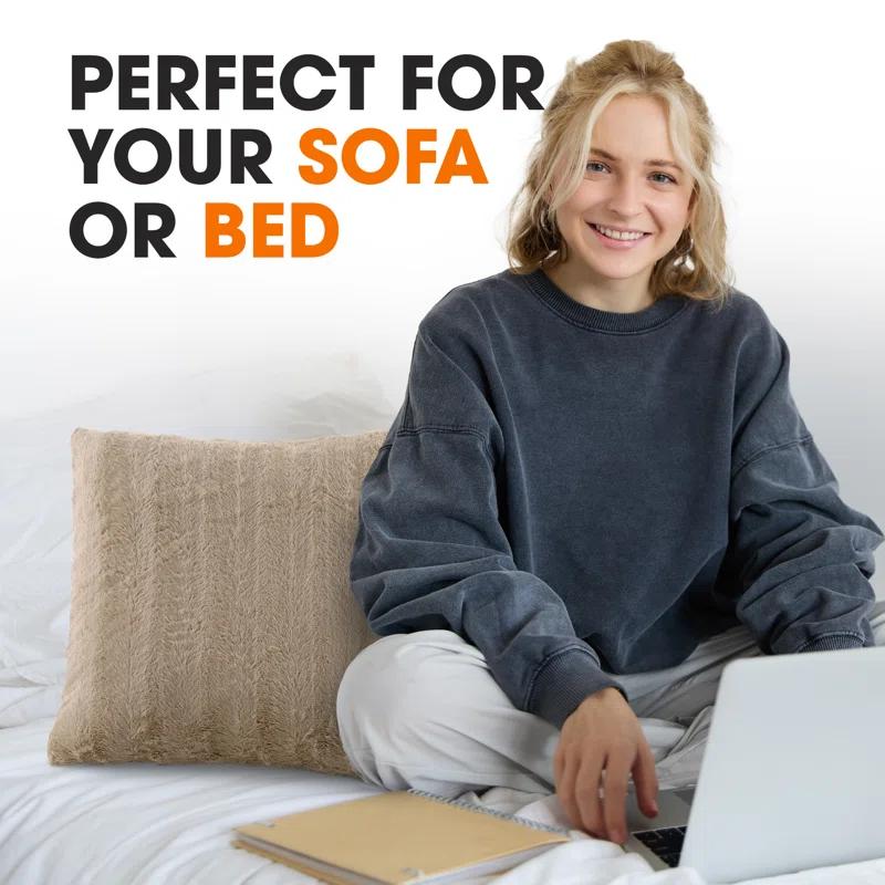 Cheer Collection Faux Fur Pillow Cover