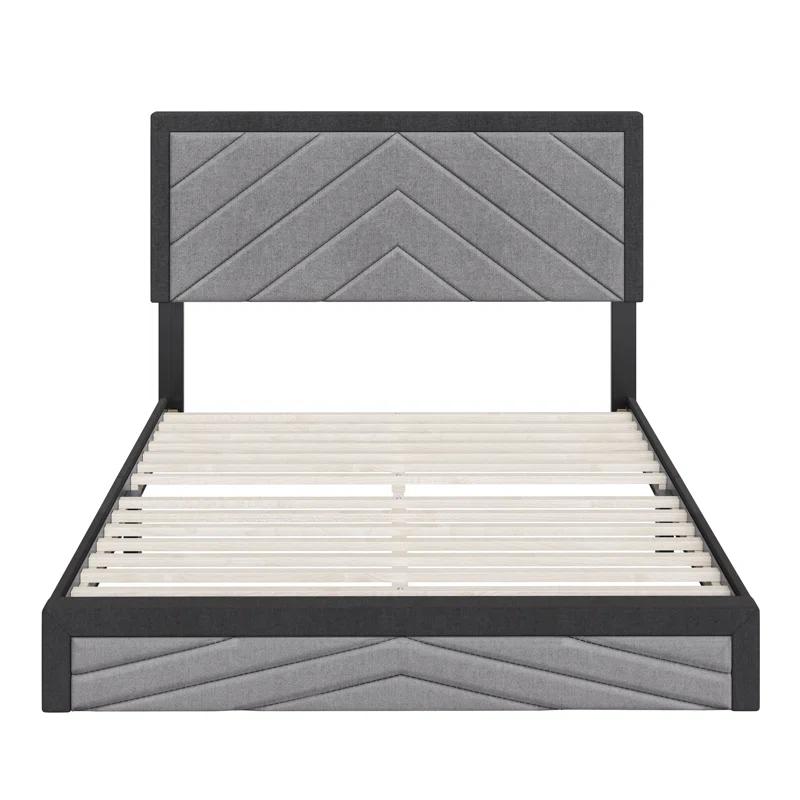 Boyd Sleep Barcelona Linen or Faux Leather Upholstered Platform Bed Frame with Adjustable Headboard, Heavy Duty Slat Support System, No Box Spring Required - Boyd Sleep