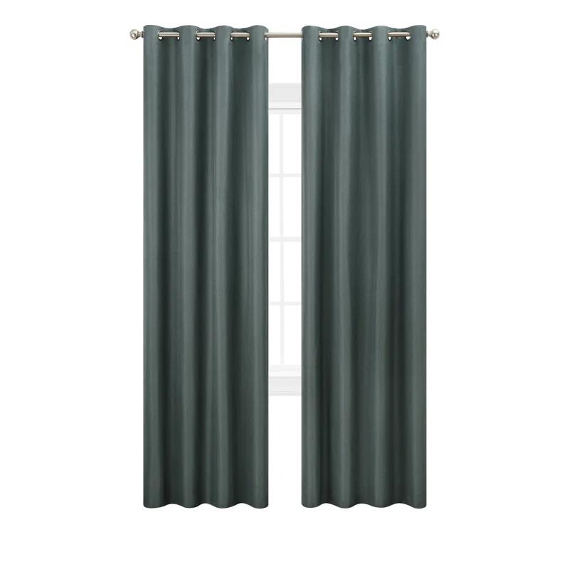 Nautica Synthetic Solid Color Blackout Thermal Rod Pocket Curtain Panels (Set of 2)
