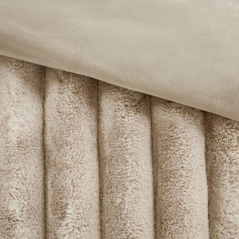 Madison Park Jasmine 3 Piece Ultrasoft Faux Fur Ribbed Comforter Set