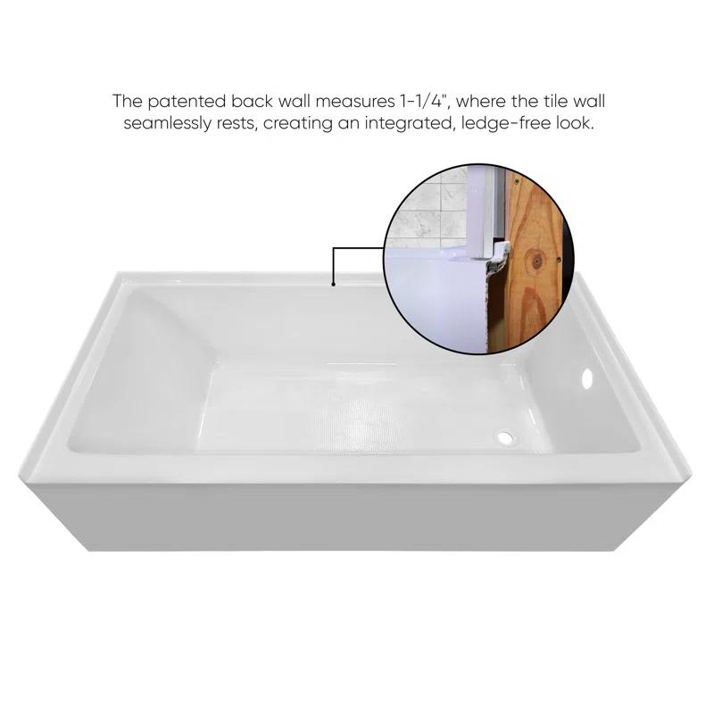 Whitehaus Collection WHAB6030-R-WH Whitehaus Collection 60" x 30" Alcove Soaking Bathtubs With Drain Hole Options