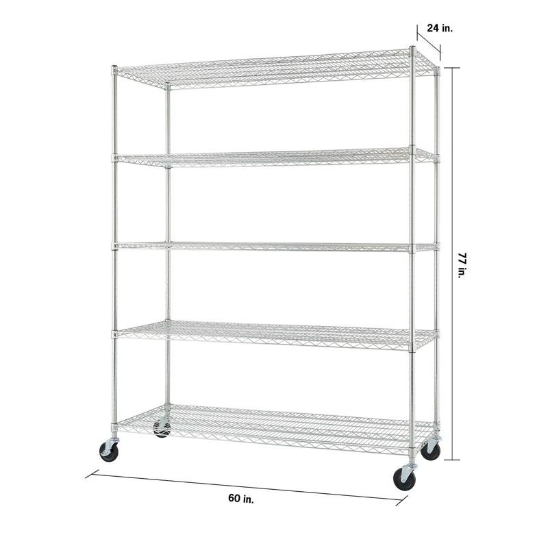 Trinity TRINITY EcoStorage 5-Tier NSF Rolling Steel Wire Shelving Unit w/ Wheels (60 in. W x 24 in. D)