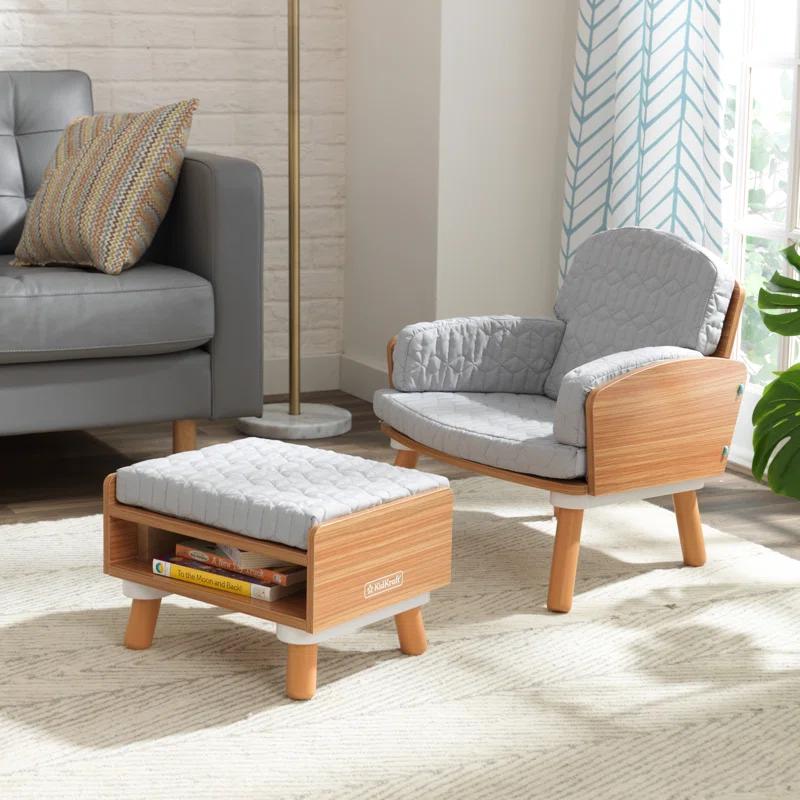 Kids 8.34'' Wood Club Chair Chair and Ottoman