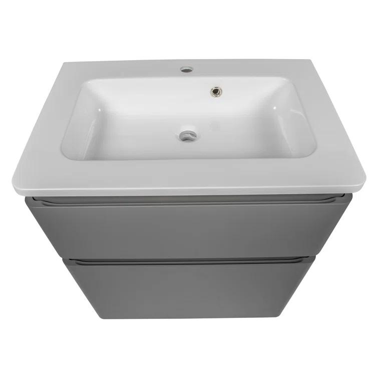 Bath Oasis 39.1'' Single Bathroom Vanity with Ceramic Top with Mirror