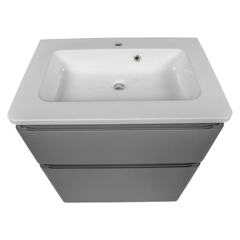 Bath Oasis 39.1'' Single Bathroom Vanity with Ceramic Top with Mirror