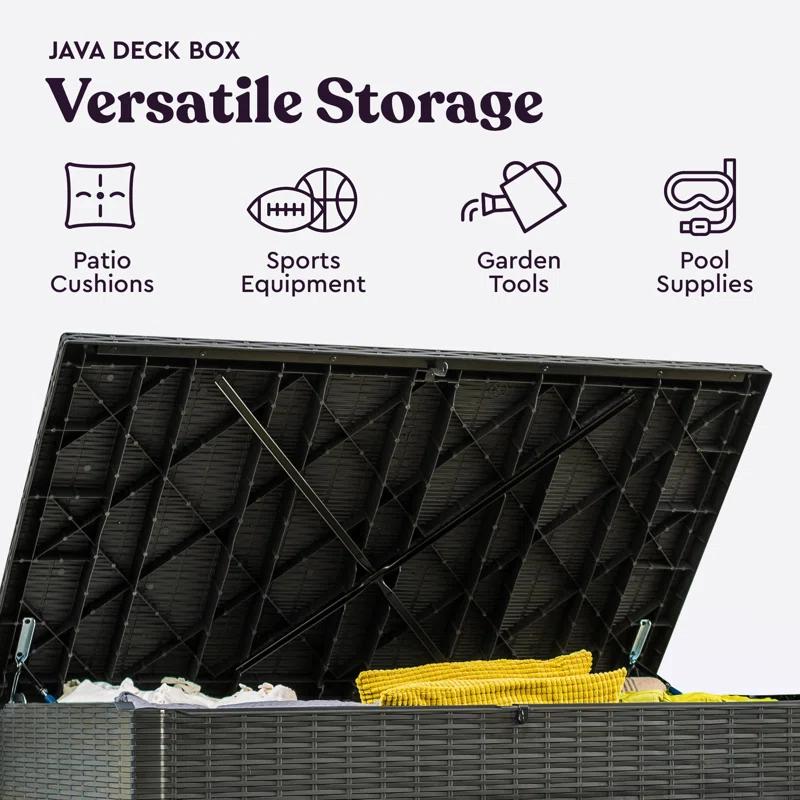 Keter Keter Java 230 Gallon XXL Durable Resin Outdoor Storage and Organization Deck Box Ideal For Garden Patio Furniture and Supplies