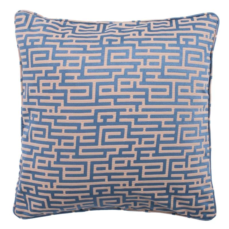 Basma 20'' Blue and Beige Geometric Cotton Pillow