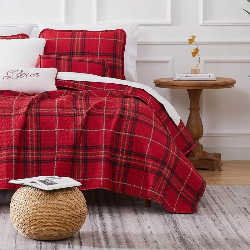 SouthShore Fine Linens Vilano Plaid Oversized Microfiber Quilt Set by Southshore Fine Linens