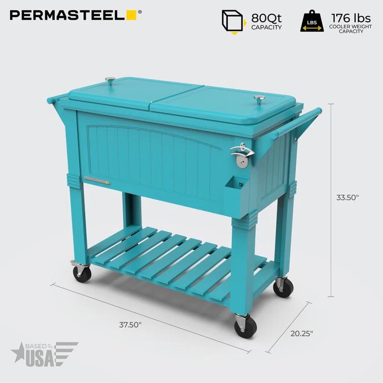 Permasteel 80 Qt. Furniture Style Rolling Patio Cooler