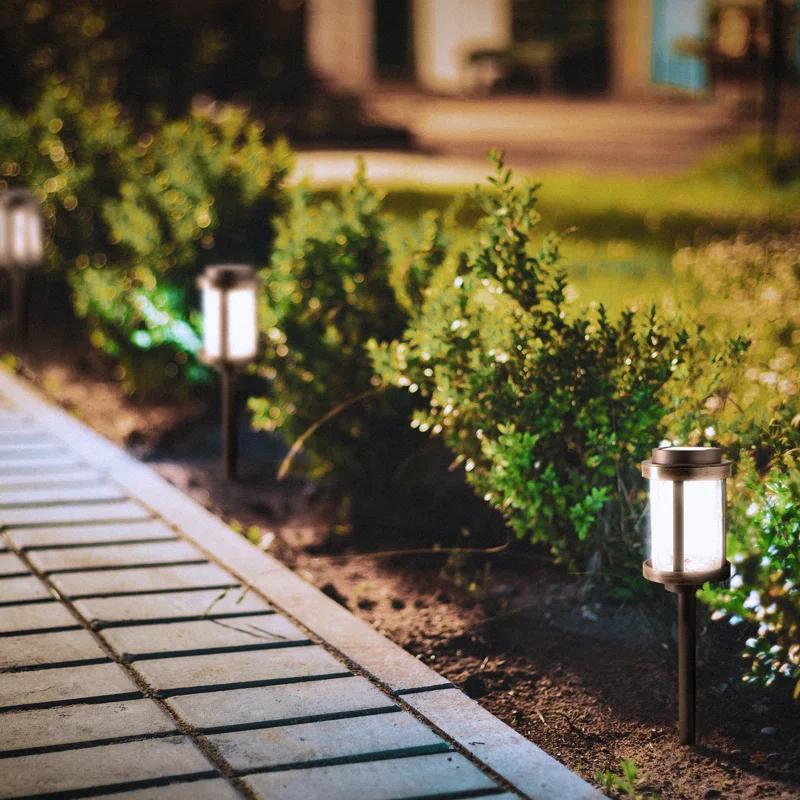 Fusionbrands Fusion Solar Stake Light with Crackle Glass Lens, Bronze/Woodgrain (4 Pack)