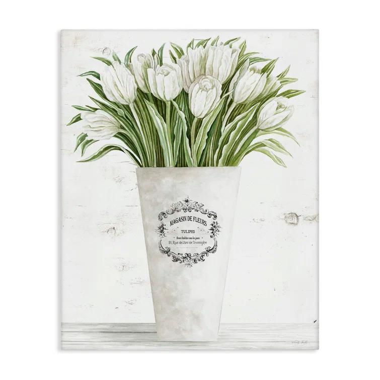 Stupell Industries Tulip Bouquet in Parisian Vase Floral Arrangement by Cindy Jacobs - Graphic Art Print
