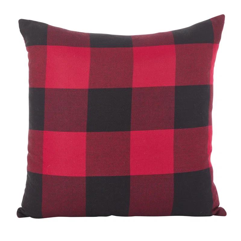 Saro Birmingham Collection Plaid Cotton Reversible Throw Pillow