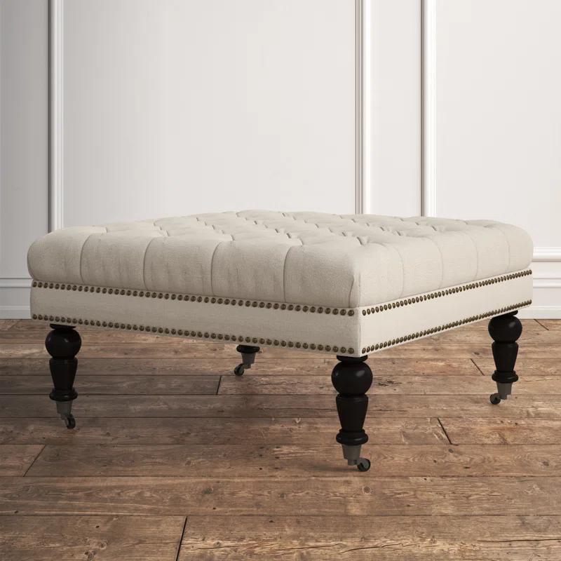 Kelly Clarkson Home Landis 35" Nailhead Trim Tufted Upholstered Ottoman