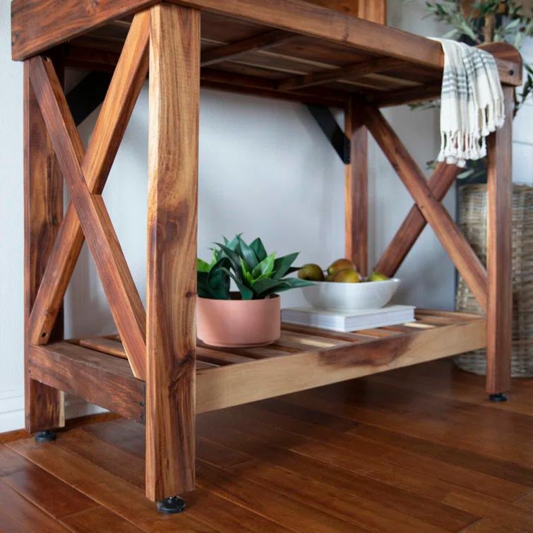 Backyard Discovery Backyard Discovery Acacia Wood Garden Potting Bench & Serving Bar with Lower Storage Shelf