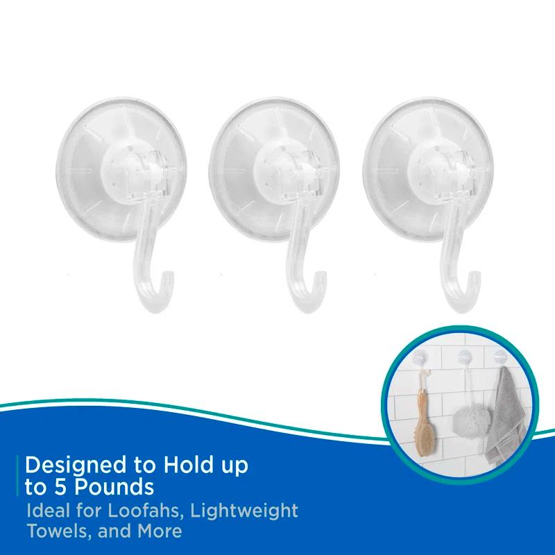Kenney KN61551V3 Suction Cup Wall Mounted Towel Hook (Set of 3)