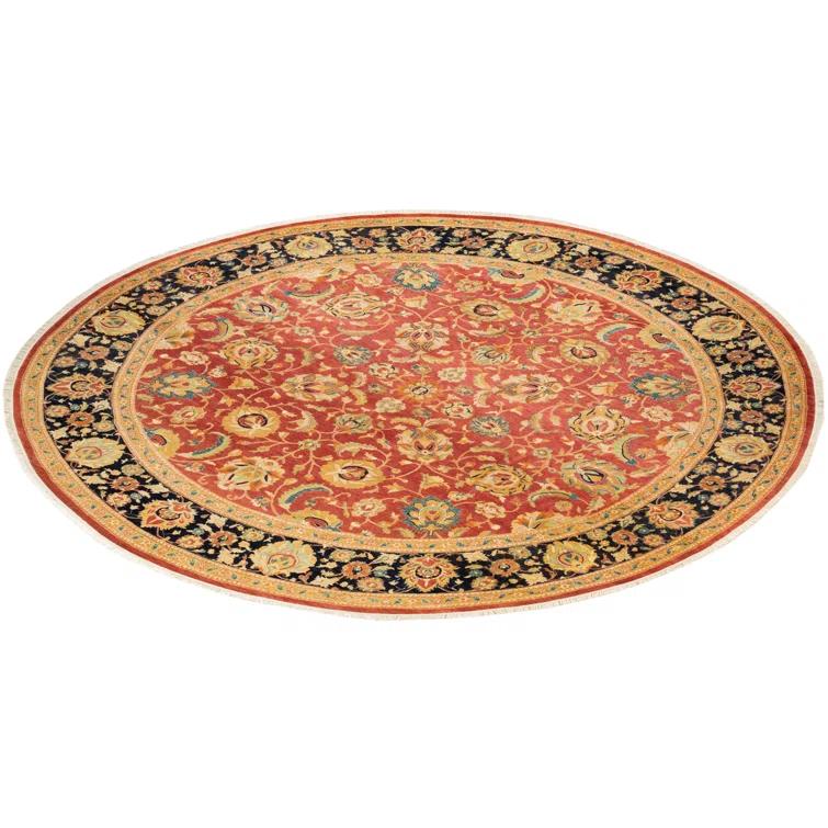 Isabelline Veeru One-of-a-Kind 9' 1" X 9' 1" 2010s Round Wool Area Rug in Orange