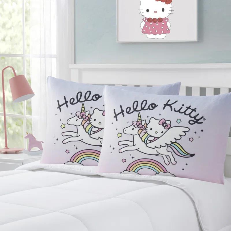 Northwest Hello Kitty Kids Bed Pillow Pack W/ Removable Pillowcase, 2-Pack