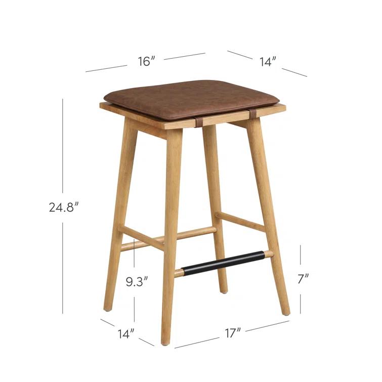 Nathan James Upholstered Counter Stool with Solid Wood Frame (Set of 2)