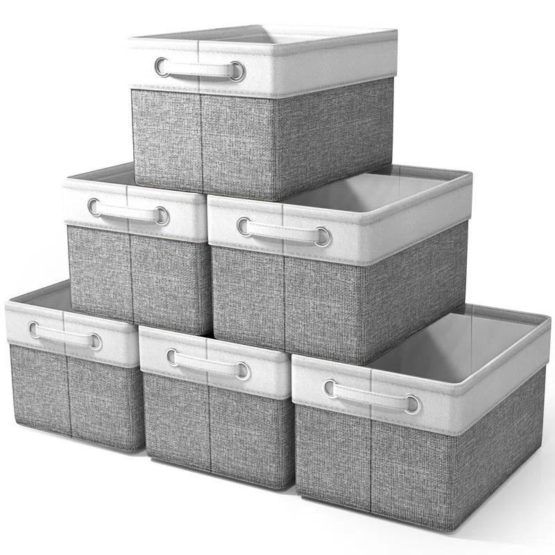 Sorbus Sorbus Fabric Storage Bins for Shelves Set of 6 - 15 Inch Sturdy Collapsible Storage Bins with 2 Handles, Foldable Baskets for Organizing Home, Closets, Shelf, Toys, Clothes, Large Decorative Storage Baskets