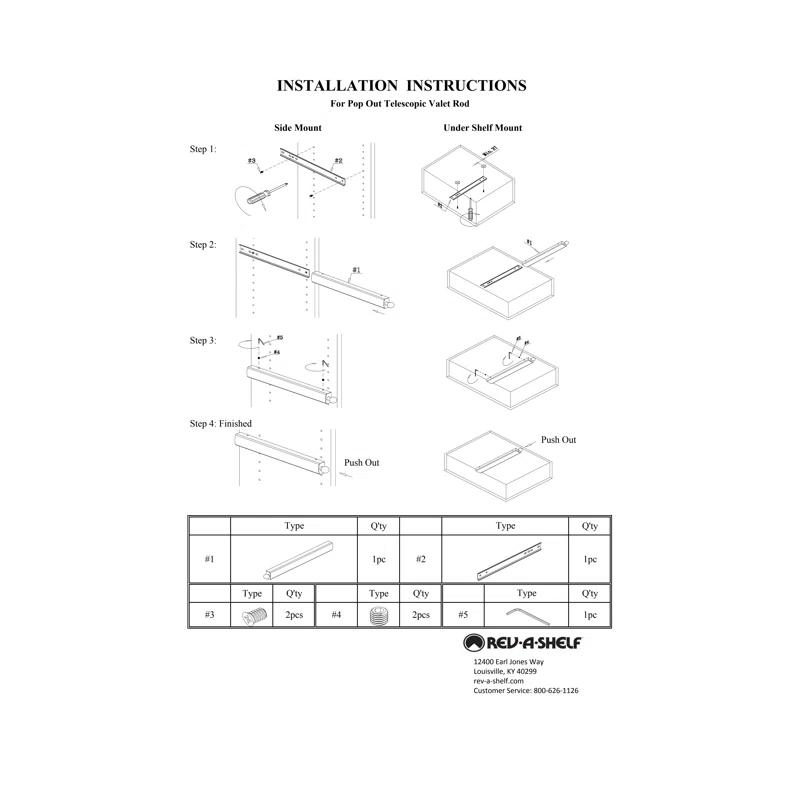 Rev-A-Shelf Rev-A-Shelf Telescoping Closet Hanging Valet Rod