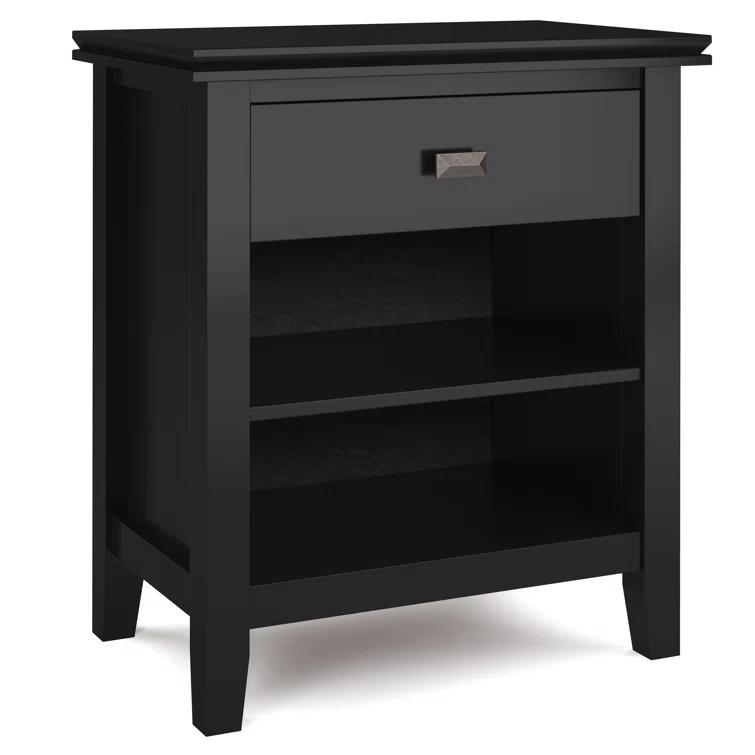 Simpli Home Artisan 24"W Solid Wood Nightstand with Drawer and Shelves & Reviews | Wayfair