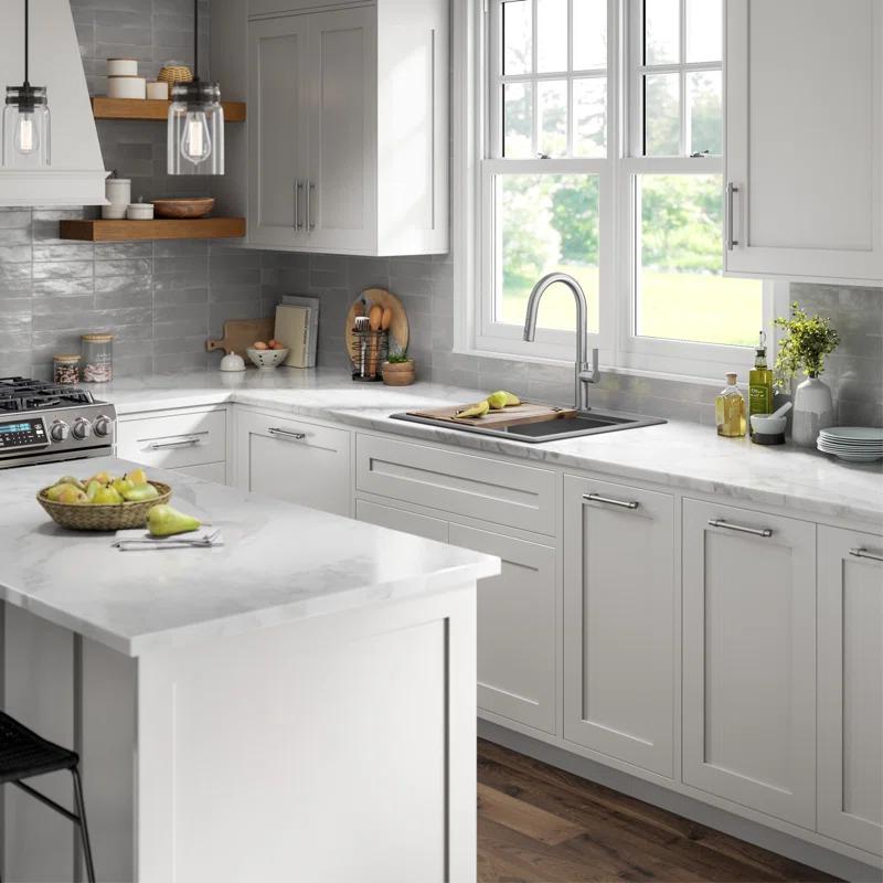 Kraus KGTW12-25MGR KRAUS Bellucci Granite Composite Workstation Drop-In Top Mount Single Bowl Kitchen Sink with Accessories