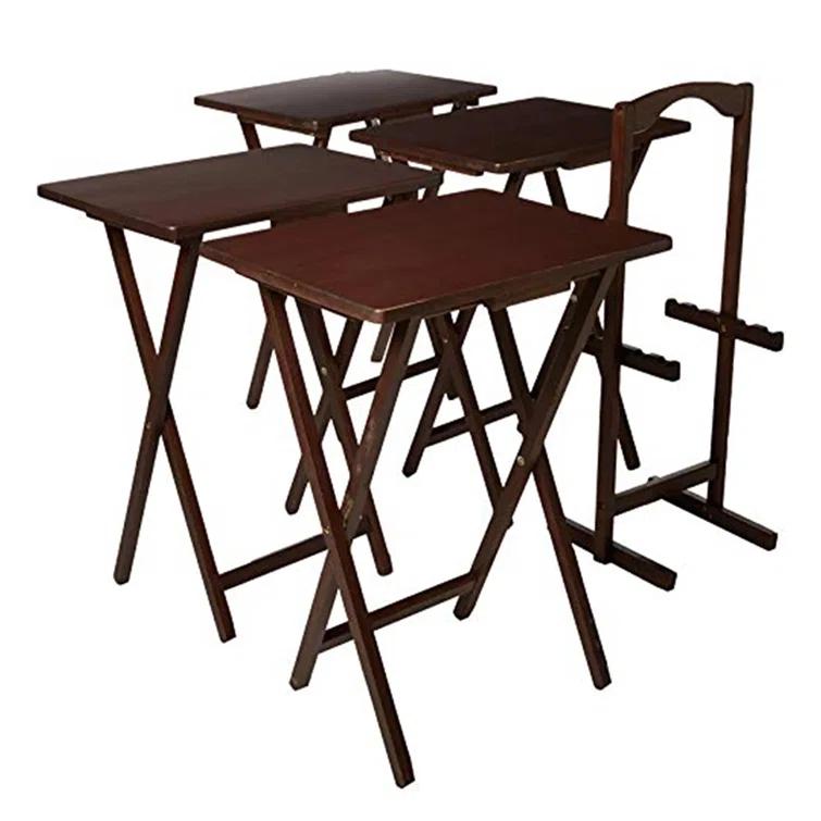 PJ Wood PJ Wood Folding TV Tray Tables with Compact Storage Rack, 5 Piece Set