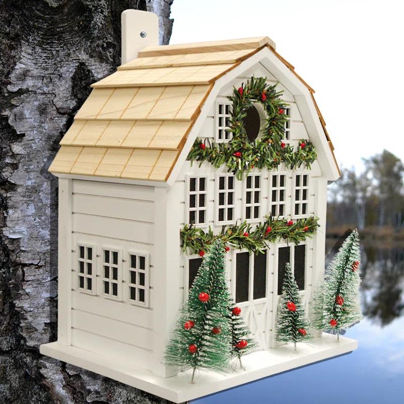 Home Bazaar Holiday Offerings Holly Cottage 9.75 H x 8.25 W x 6.25 D Birdhouse