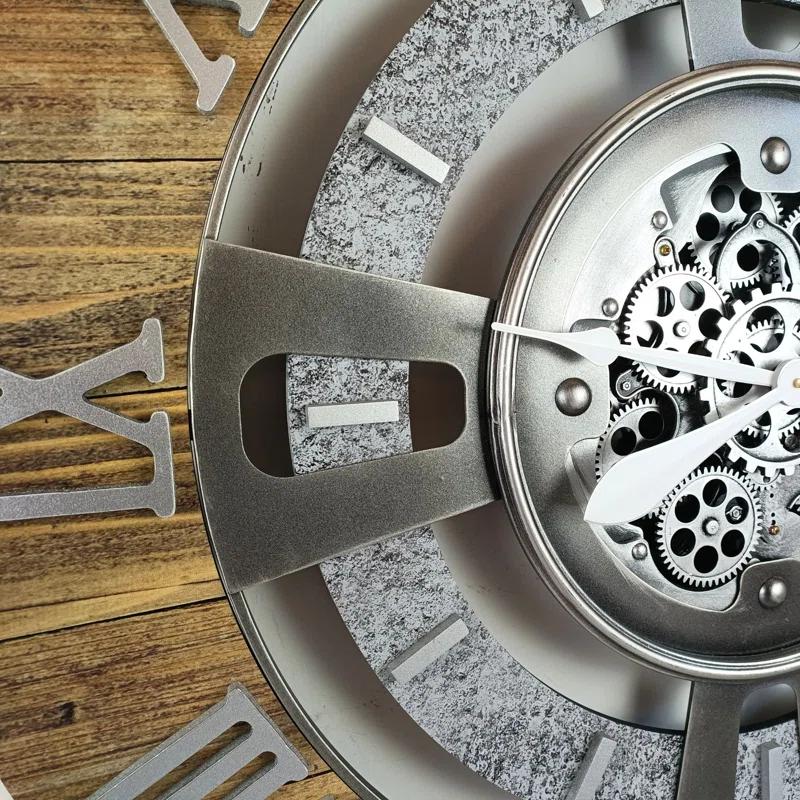 The Gears Clock Wall Clock 36" Oversized for Living Room decor with Real Moving Gears England Collection