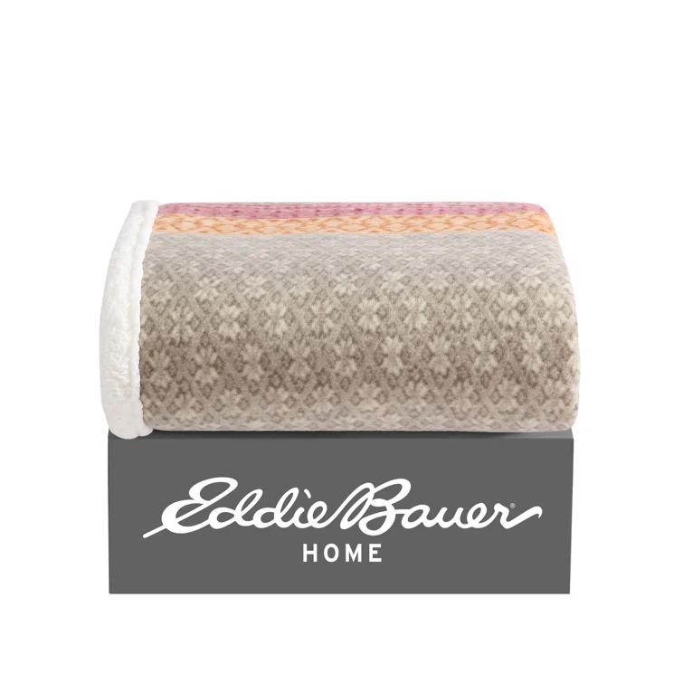 Eddie Bauer Eddie Bauer Printed Plush Fleece/Sherpa Oversized Throw Blanket