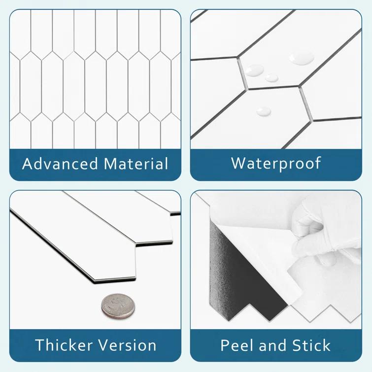 Sunwings 12" x 11.22" Picket Stone Composite Peel & Stick Mosaic Tile