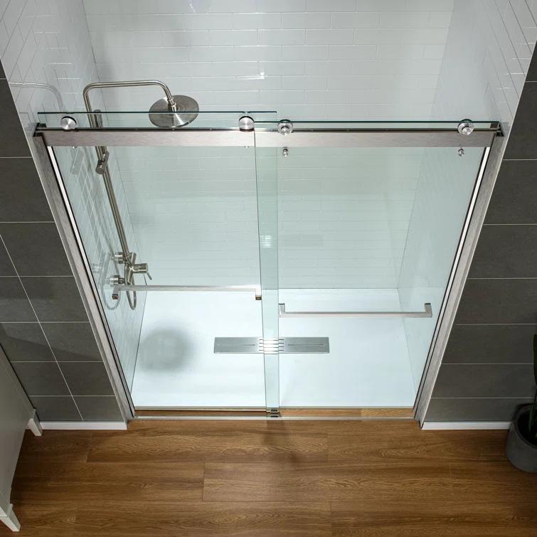 WoodBridge 56-60x76" Double Sliding Shower Door with 3/8" Thickened Upgrade Tempered Glass | Stainless Steel Hardware | Safe, Explosion-Resistant, Clear & Stylish, Sturdy & Durable  SDD6076-B