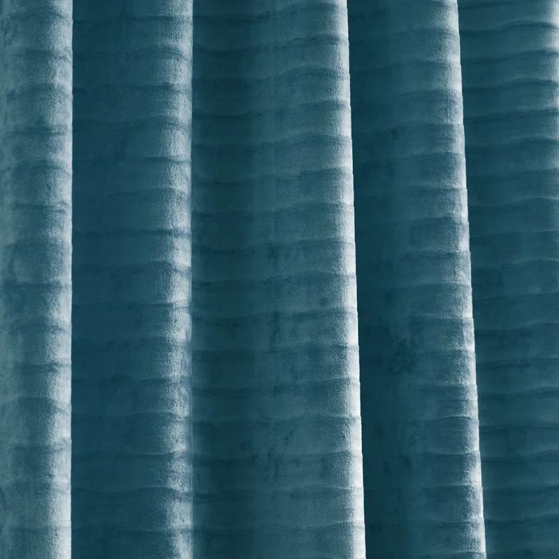 Martha Stewart Martha Stewart Wave Embossed Blue Curtain Panel Pair (Set of 2)