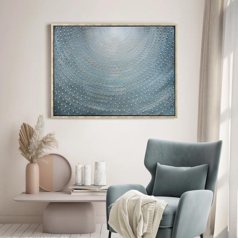 Empire Art Direct Cosmic Swirl Textured Metallic Hand Painted Blue Framed Canvas Wall Art