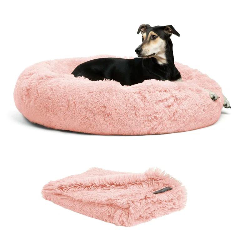 Best Friends By Sheri Best Friends by Sheri Bundle The Original Calming Shag Donut Cat and Dog Bed + Throw