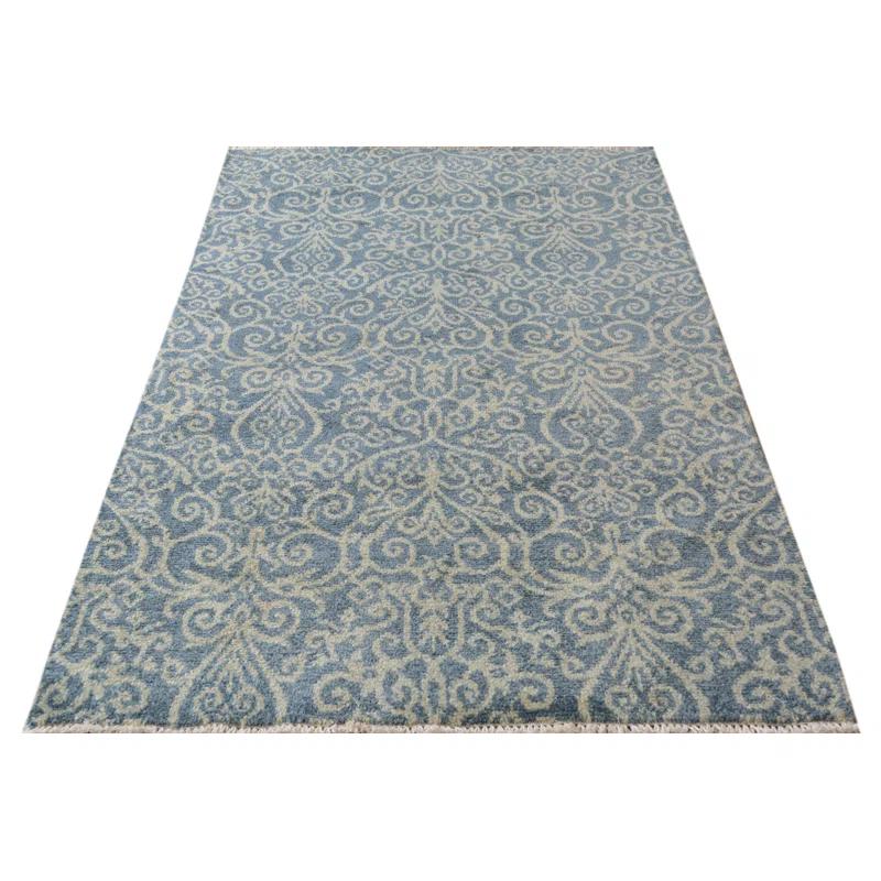 Arshs Fine Rugs One-of-a-Kind Kafkaz Peshawar Cyrena Hand-Knotted Wool Light Blue Area Rug
