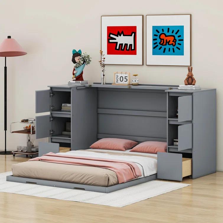 Cosmic Murphy Bed with Drawers, Cabinets and USB Ports