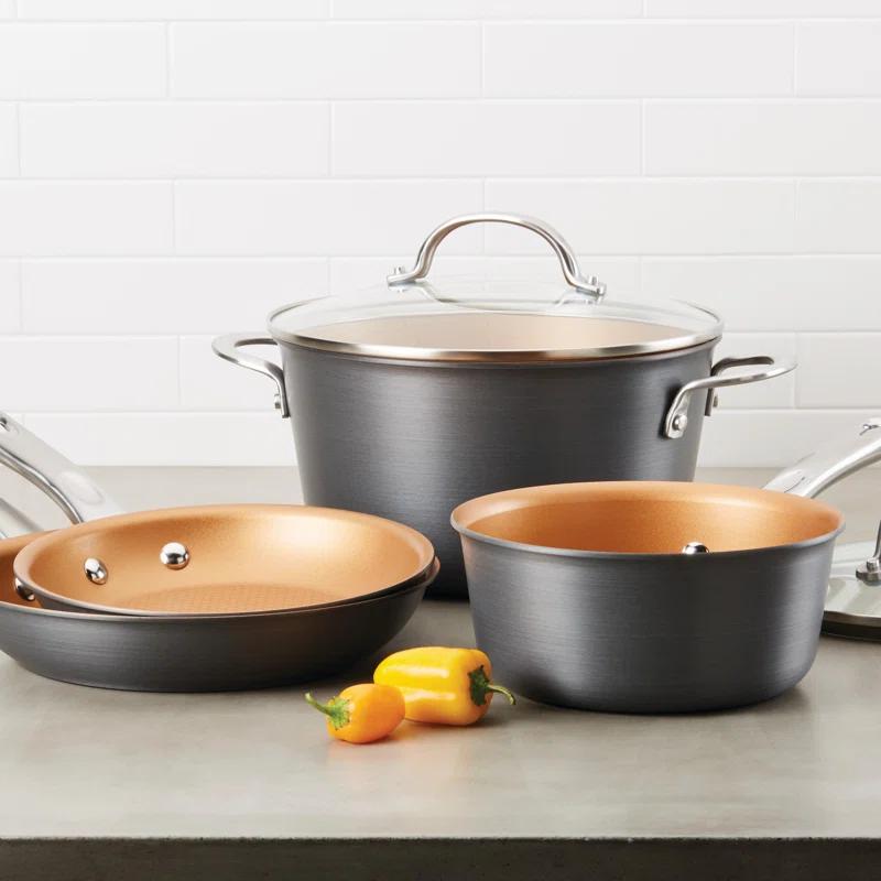 Ayesha Curry Ayesha Curry Home Collection Hard Anodized Nonstick Sauce Pan with Lid, 2 Quart