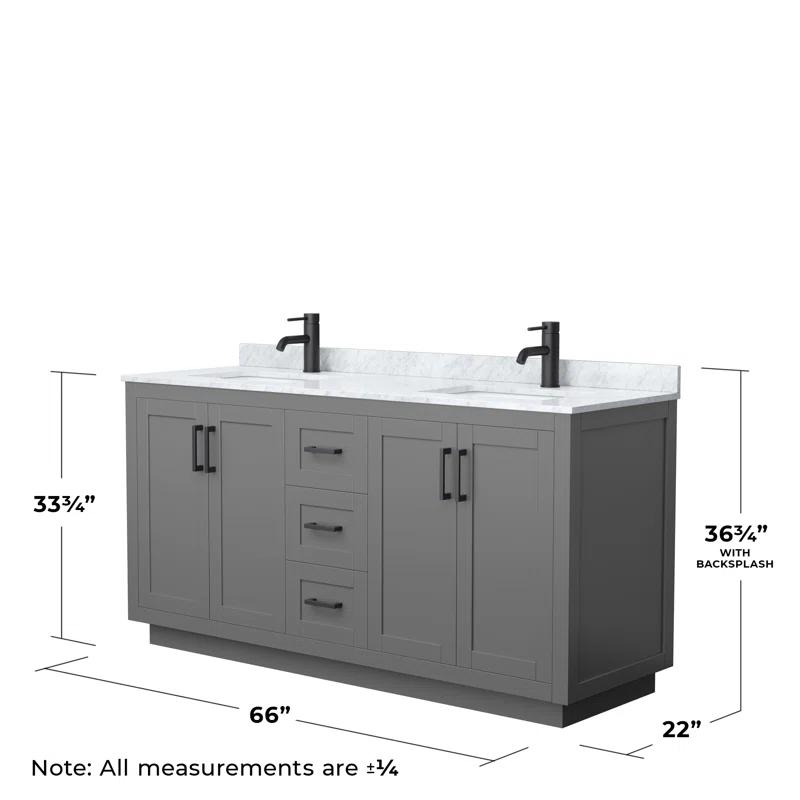 Wyndham Collection Miranda 66" Freestanding Double Bathroom Vanity with Marble Top | Wayfair