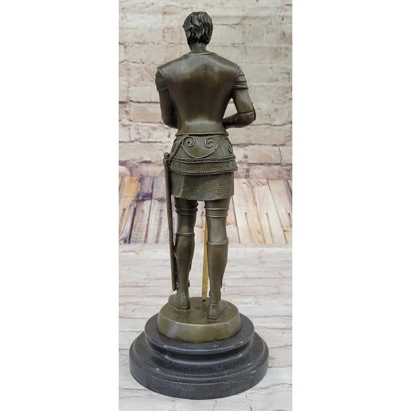 Fleur De Lis Living Saint Joan of Arc in Plate Armor Bronze Statue Sculpture Figure Art Decor